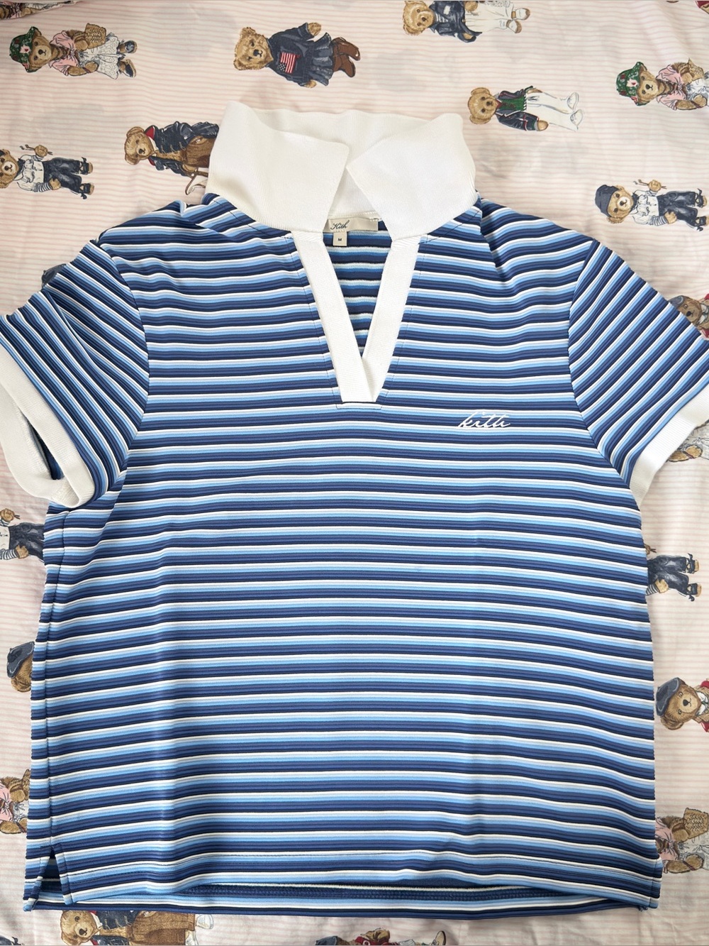 Kith blue and white polo tee